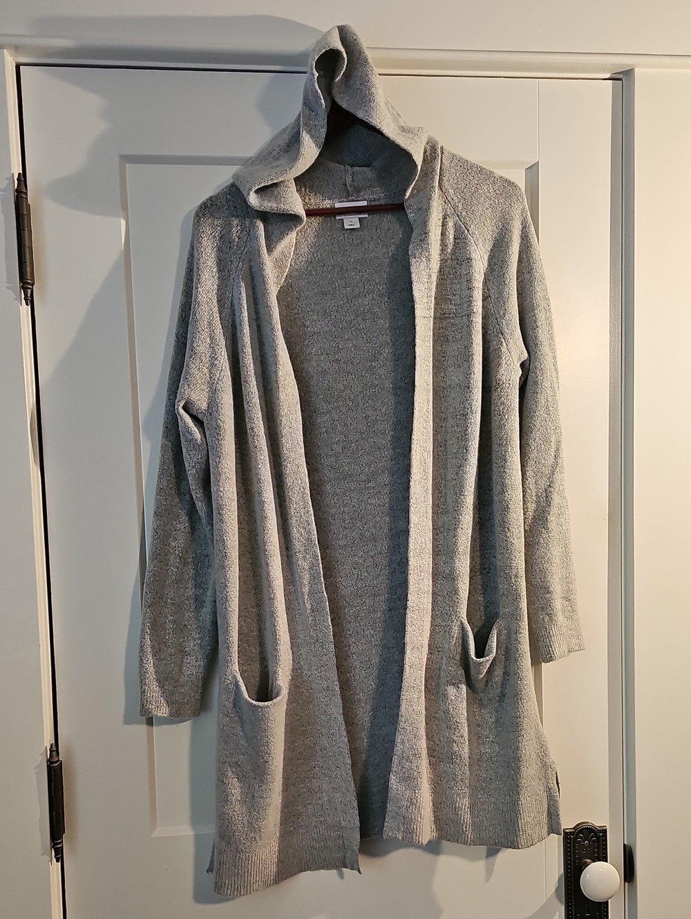 Old Navy Light Gray Hooded Open-Front Cardigan
